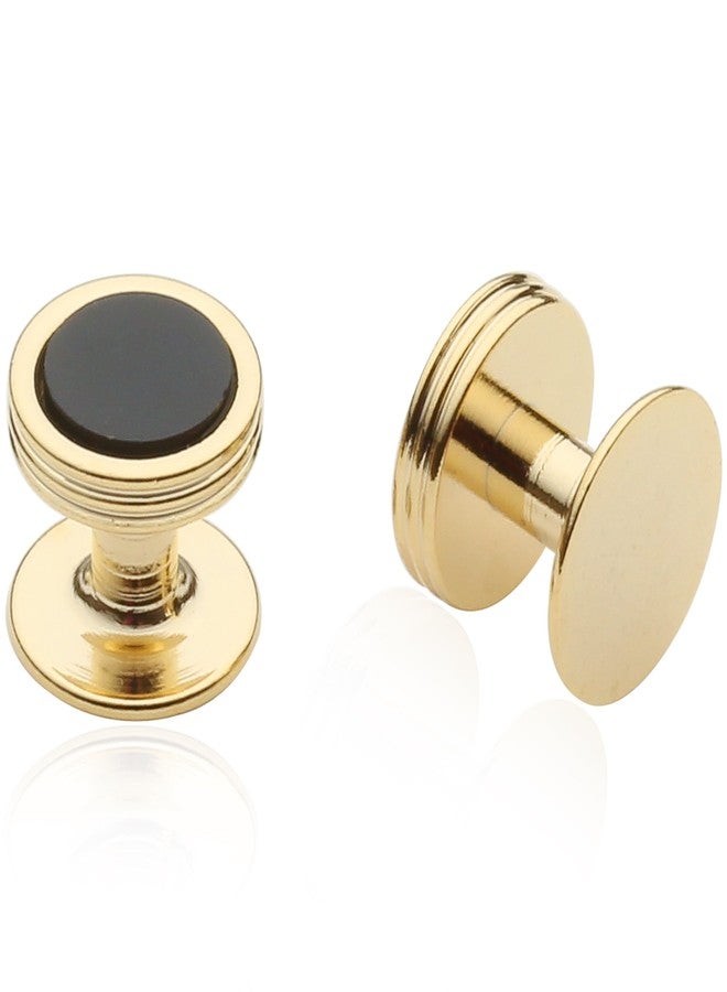 Cuff-Daddy Black Onyx Studs Set in Gold-Tone in Velour Travel Pouch for Weddings - Image 2